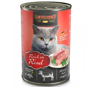 LEONARDO BEEF konservi kaķiem Liellops buljonā 400g